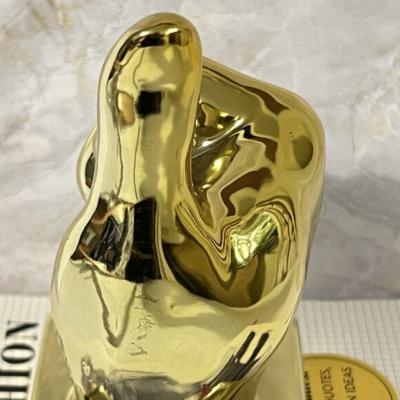 Ceramic Thumbs Up Sign Hand Sculpture Figurine Metallic Gold Tone Figural Decor - Picture 11 of 15